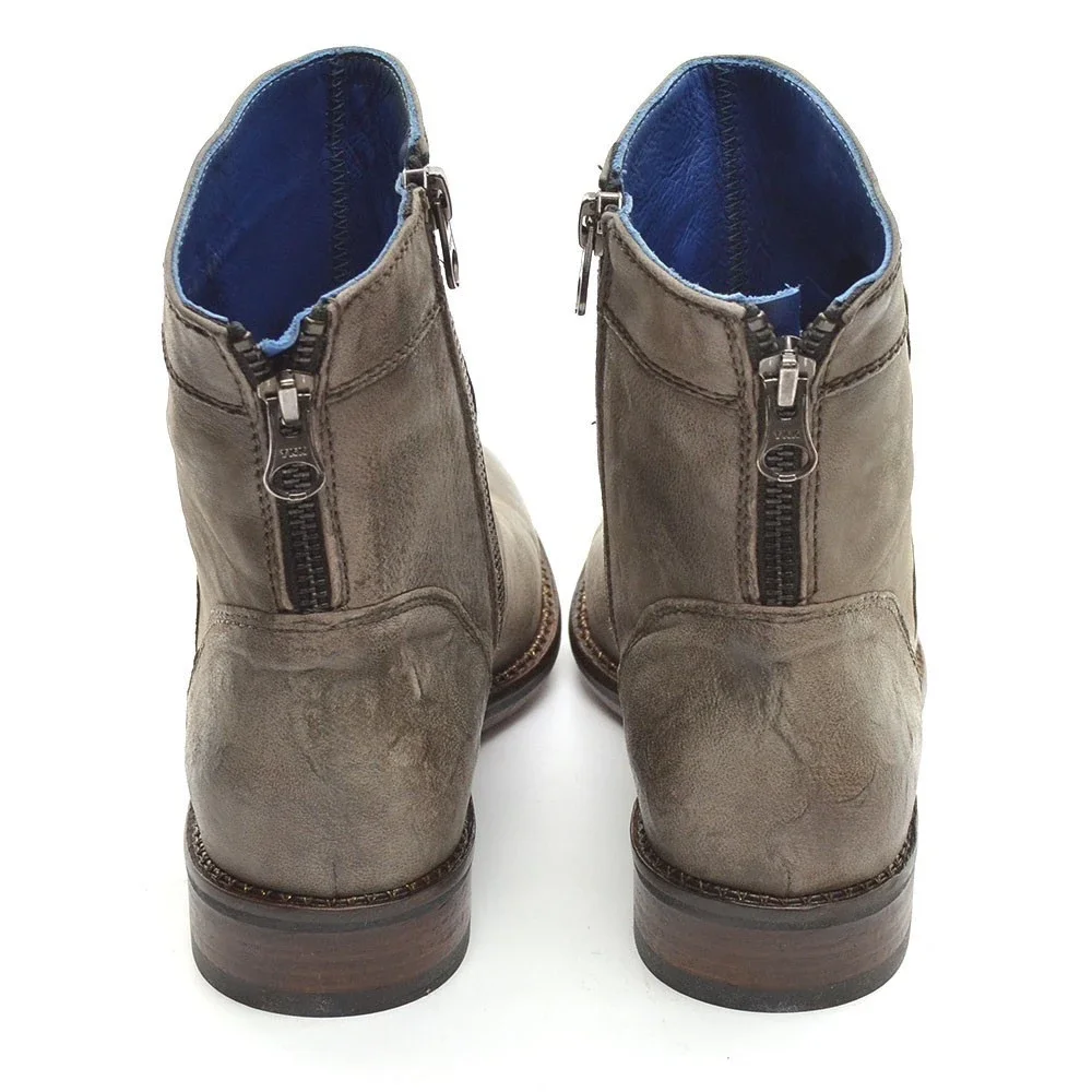 Stefano Castelli Gray Leather Back Zip Boots 36 New